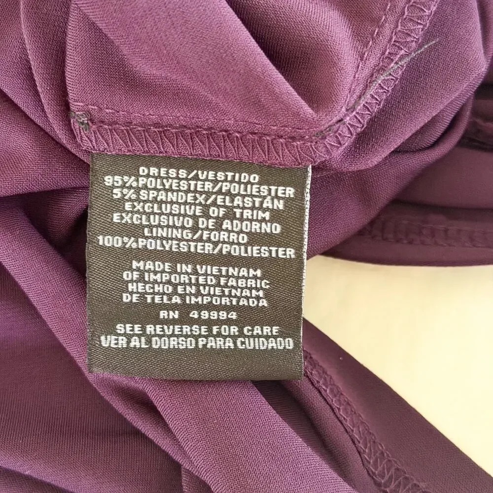R&M Richards Purple Beaded Sheer Sleeve 2 Piece Jacket Dress Size 14